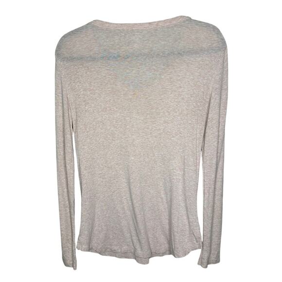 Cynthia Rowley Cream V-Neck Long Sleeve Tee Pima Cotton Blend Casual Stretch S - Picture 2 of 8